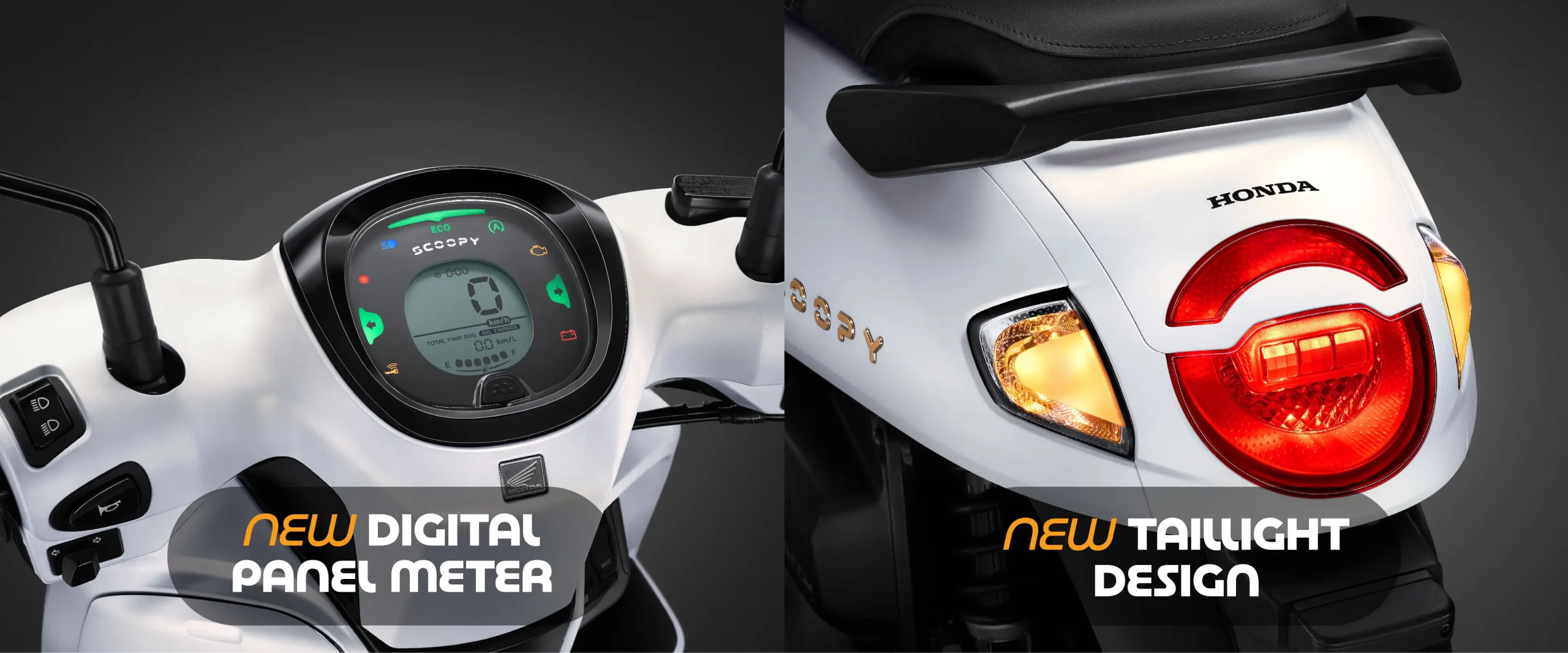Panel speedometer digital Honda Scoopy 2025 dengan desain modern