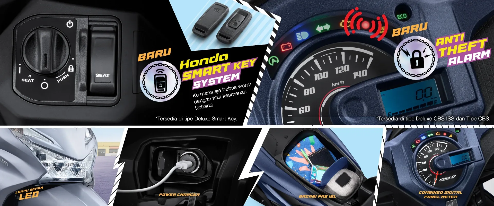 Honda Beat Smartkey tampak depan dengan fitur smart key